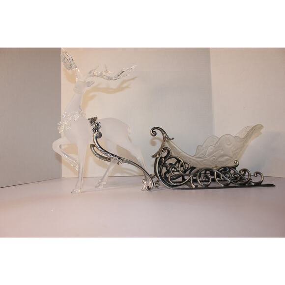 GRANDEUR NOEL GLASS SLEIGH REINDEER FIGURINE 2002 (0) - Picture 4 of 5